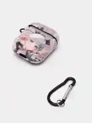 Бежевый меланж чехол с рисунком на AirPods 1 и AirPods 2 с карабином