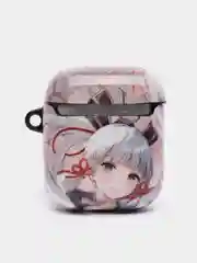 Бежевый меланж чехол с рисунком на AirPods 1 и AirPods 2 с карабином