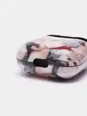 Бежевый меланж чехол с рисунком на AirPods 1 и AirPods 2 с карабином