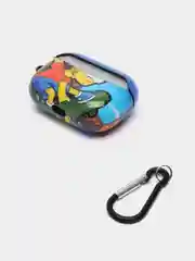 Голубой чехол с рисунком на AirPods Pro, с карабином