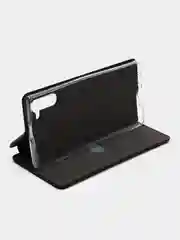 Черный чехол-книжка Samsung A60 Золотой и Черный цвет с карманом для карт и денег