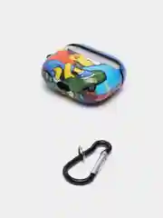 Голубой чехол с рисунком на Airpods 3, с карабином