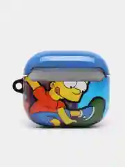 Голубой чехол с рисунком на Airpods 3, с карабином