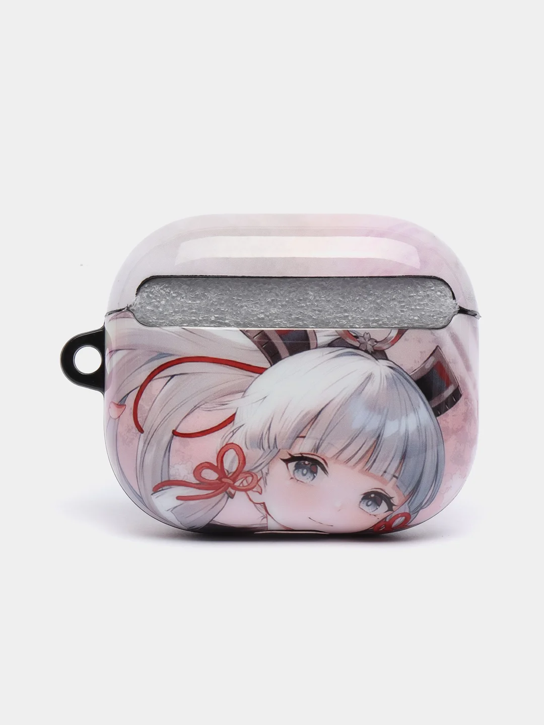 Бежевый меланж чехол с рисунком на Airpods 3, с карабином