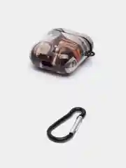 Бордовый чехол с рисунком на AirPods 1 и AirPods 2 с карабином