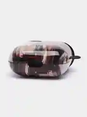 Бордовый чехол с рисунком на AirPods 1 и AirPods 2 с карабином