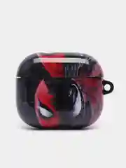Алый чехол с рисунком на Airpods 3, с карабином