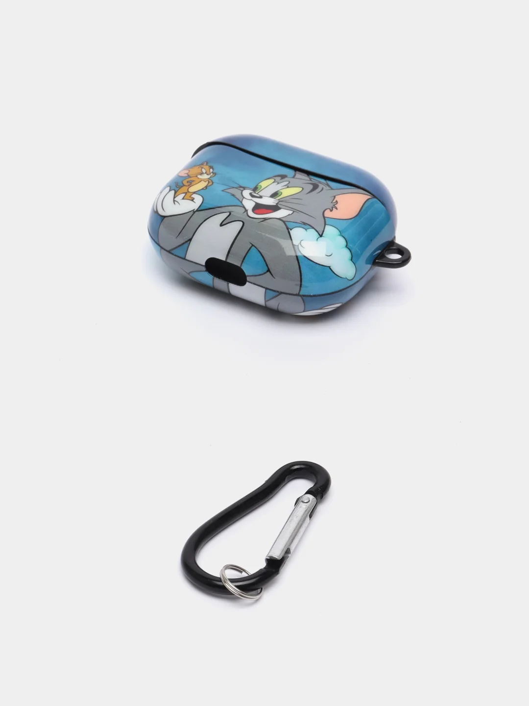 Синий чехол с рисунком на Airpods 3, с карабином