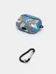Синий чехол с рисунком на Airpods 3, с карабином