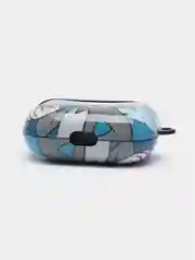 Синий чехол с рисунком на Airpods 3, с карабином
