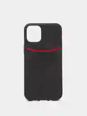 Черный чехол из эко кожи с карманом для карт на iPhone 11 12 mini pro max