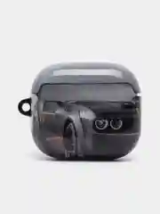 Серый чехол с рисунком на Airpods 3, с карабином