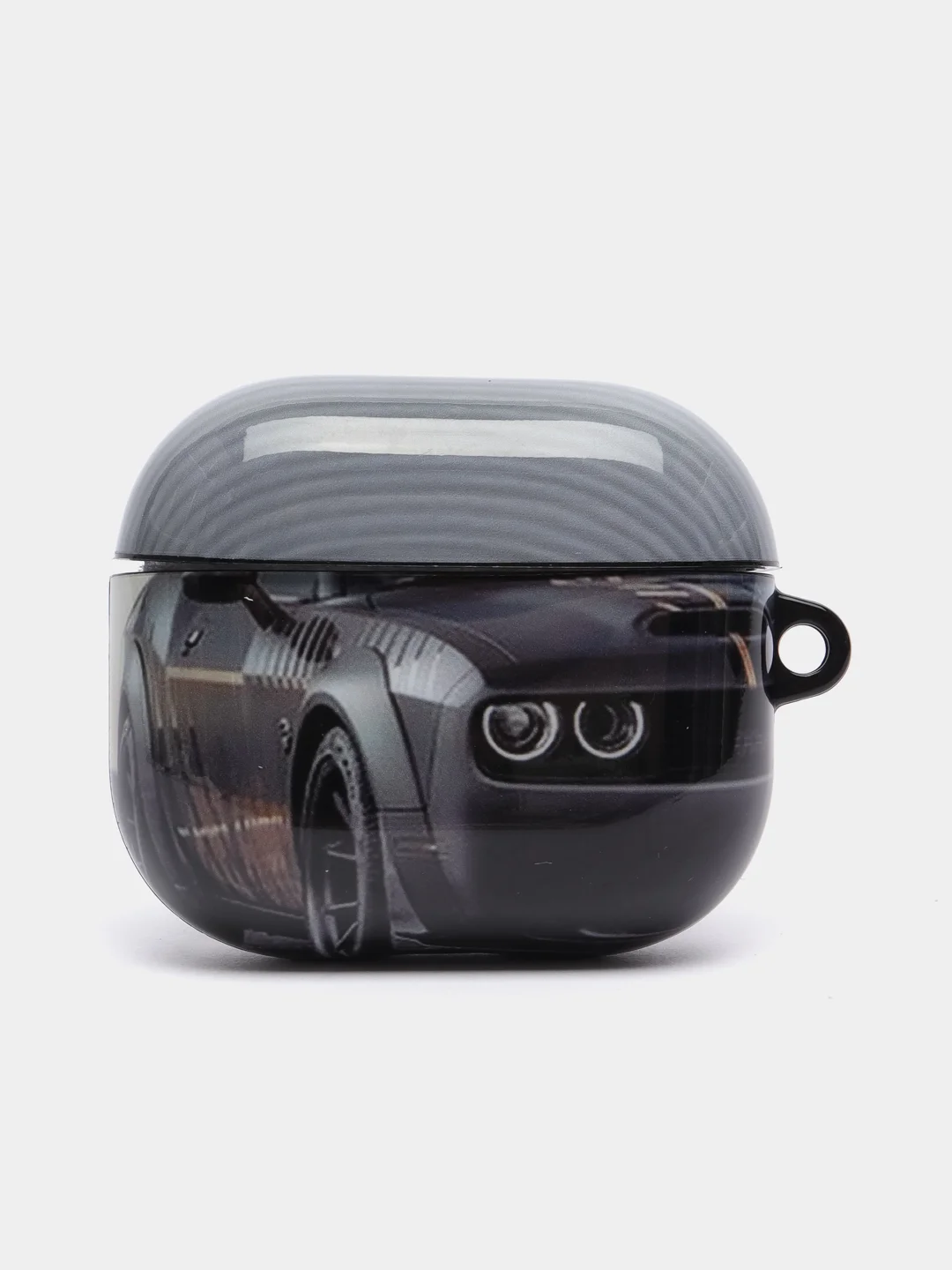 Серый чехол с рисунком на Airpods 3, с карабином