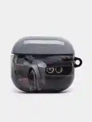 Серый чехол с рисунком на Airpods 3, с карабином