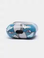 Синий чехол с рисунком на AirPods 1 и AirPods 2 с карабином