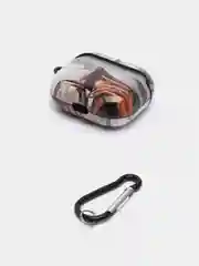 Бордовый чехол с рисунком на Airpods 3, с карабином