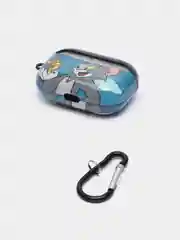 Синий чехол с рисунком на AirPods Pro, с карабином
