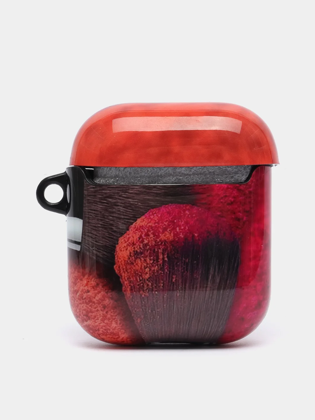 Розовый чехол с рисунком на AirPods 1 и AirPods 2 с карабином