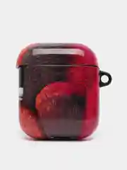 Розовый чехол с рисунком на AirPods 1 и AirPods 2 с карабином