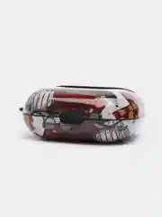 Тёмно-бордовый чехол с рисунком на Airpods 3, с карабином