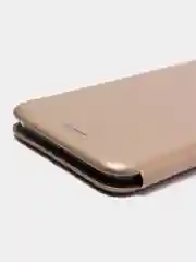 Золотой чехол-книжка Samsung A60 Золотой и Черный цвет с карманом для карт и денег