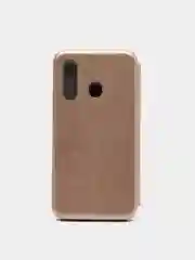 Золотой чехол-книжка Samsung A60 Золотой и Черный цвет с карманом для карт и денег