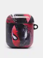 Алый чехол с рисунком на AirPods 1 и AirPods 2 с карабином