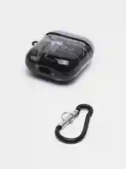 Серый чехол с рисунком на AirPods 1 и AirPods 2 с карабином