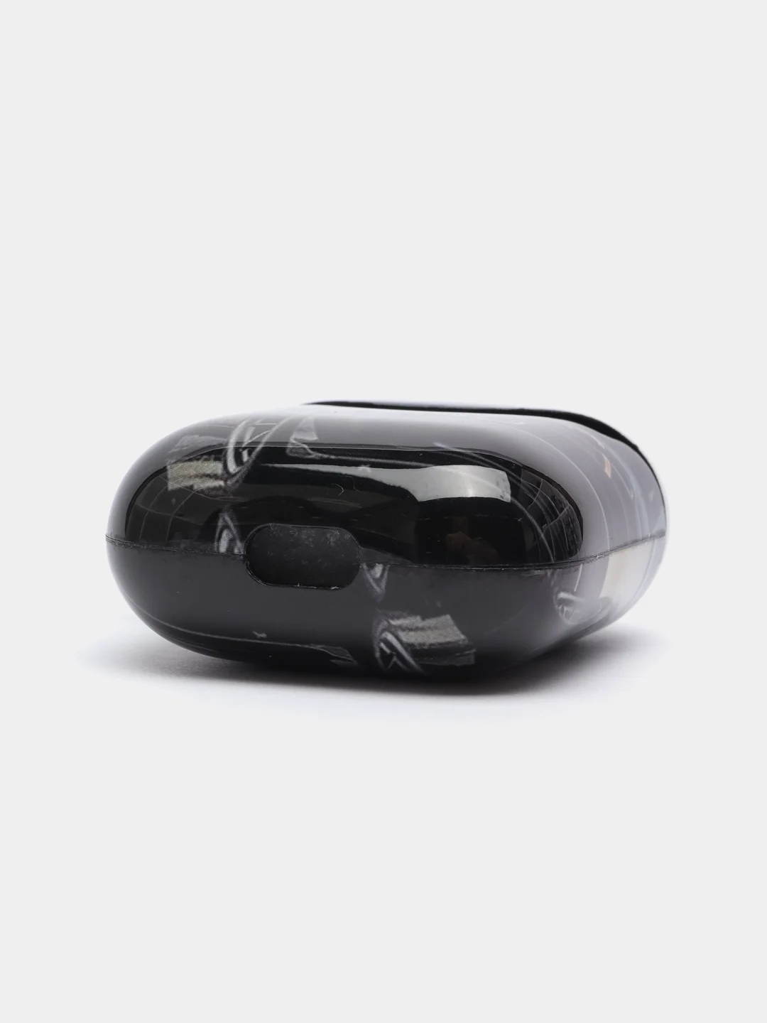Серый чехол с рисунком на AirPods 1 и AirPods 2 с карабином
