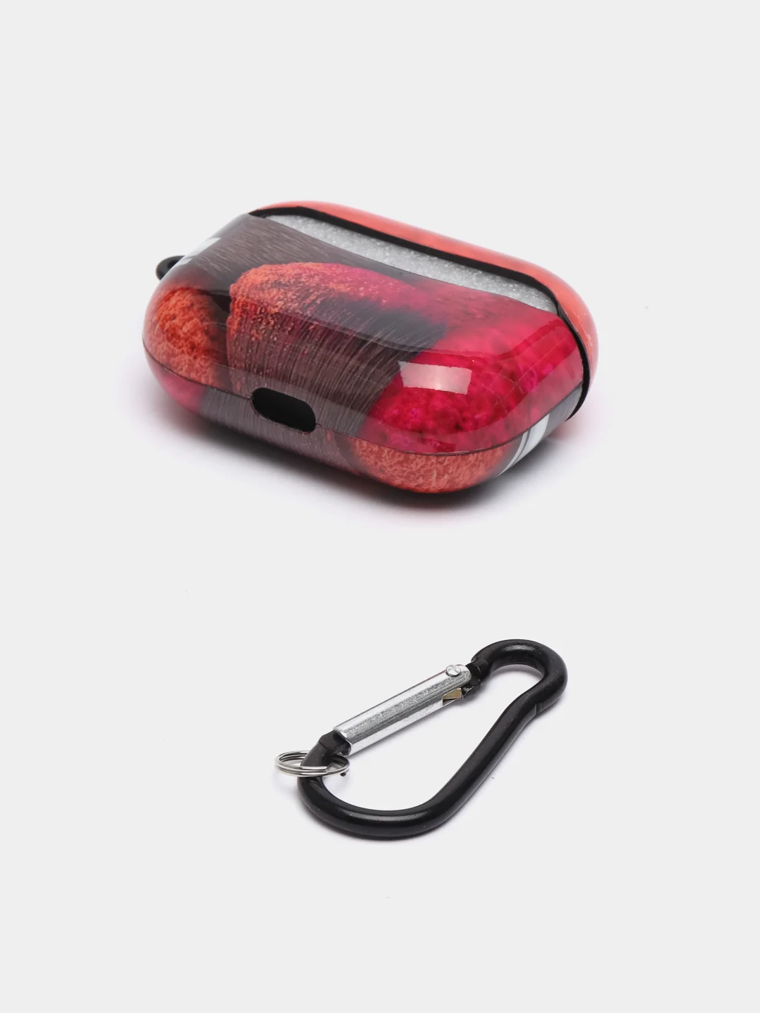 Розовый чехол с рисунком на AirPods Pro, с карабином