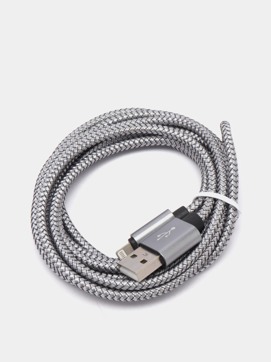 Серый кабель Lightning для iPhone в прочной плетенной оплетке