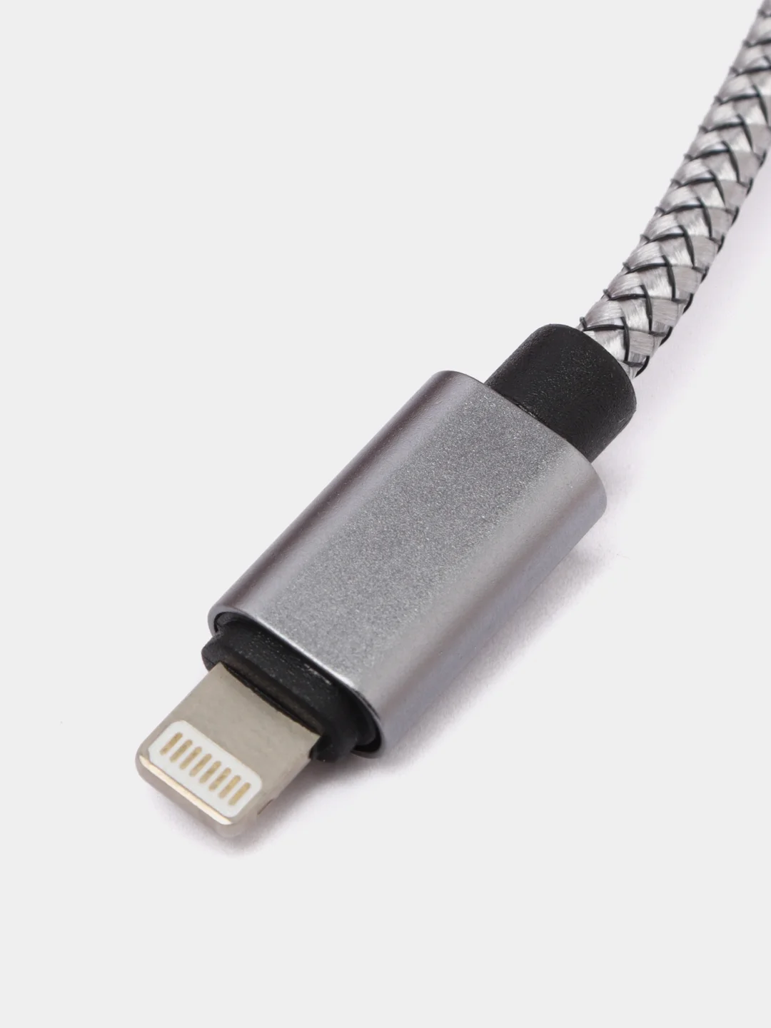 Серый кабель Lightning для iPhone в прочной плетенной оплетке
