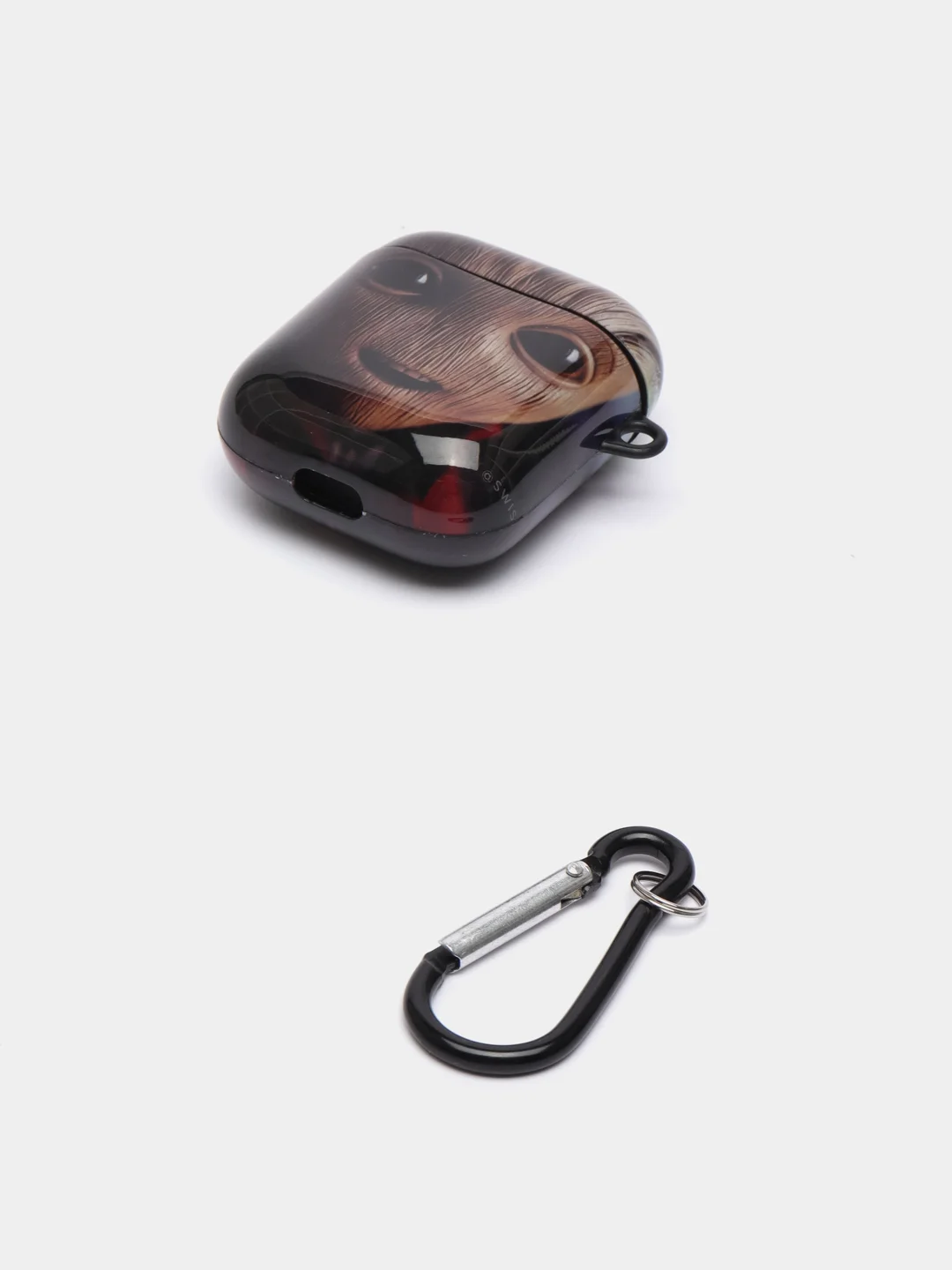 Терракотовый чехол с рисунком на AirPods 1 и AirPods 2 с карабином