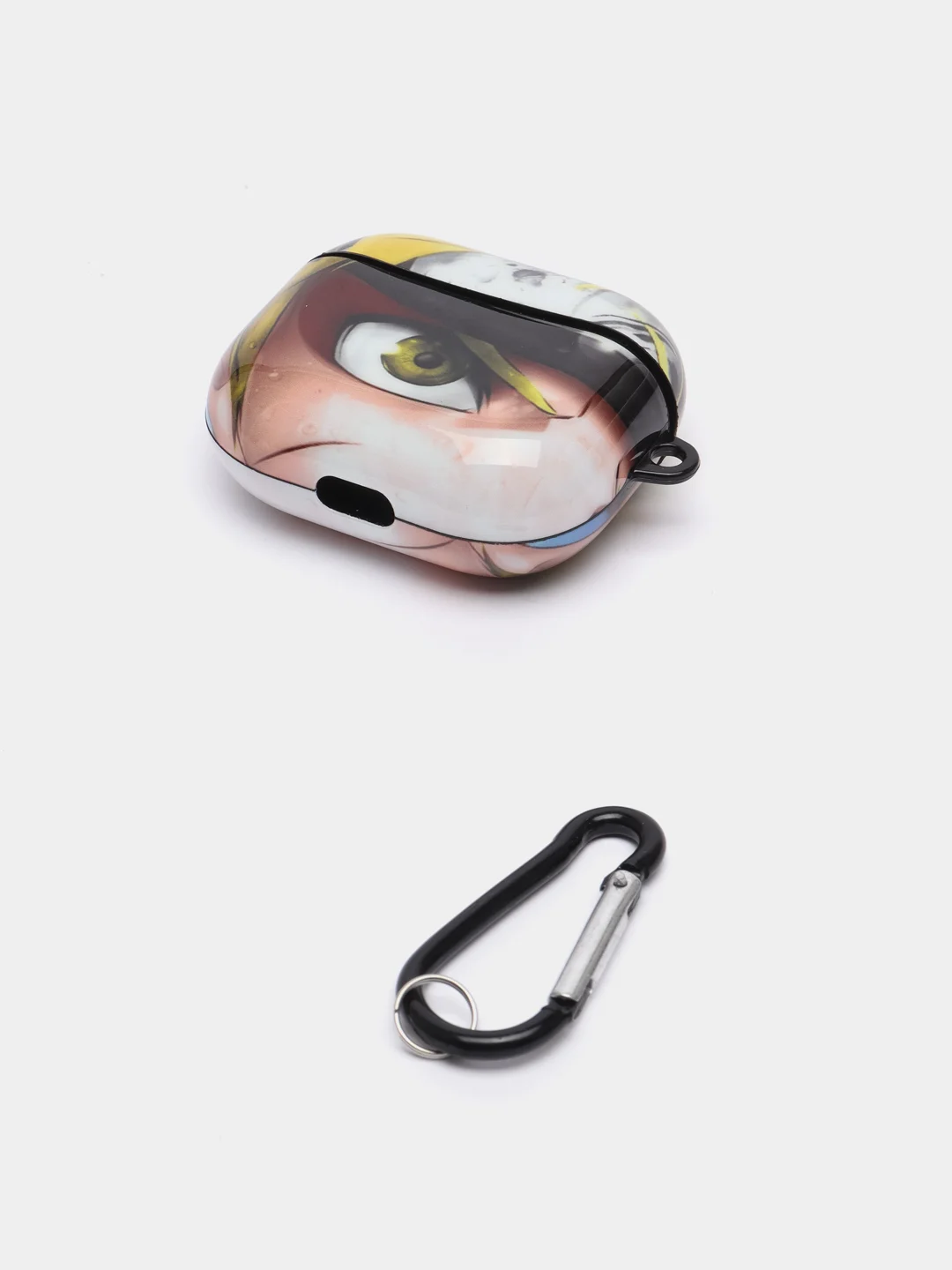 Светло-жёлтый чехол с рисунком на Airpods 3, с карабином