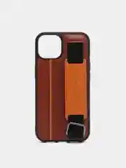 Коричневый чехол кожаный на iPhone 11 / 12 / 13 Pro Max с держателем-подставка айфон карты