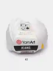 Белый пряжа YarnArt Jeans, 55% Хлопок, 45% Акрил, 50 г, 160 м  (часть1) Ярн Арт Джинс