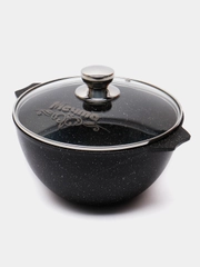 Казан для плова 4л Мечта, инновационное покрытие Granit black, толстостенный, с крышкой,