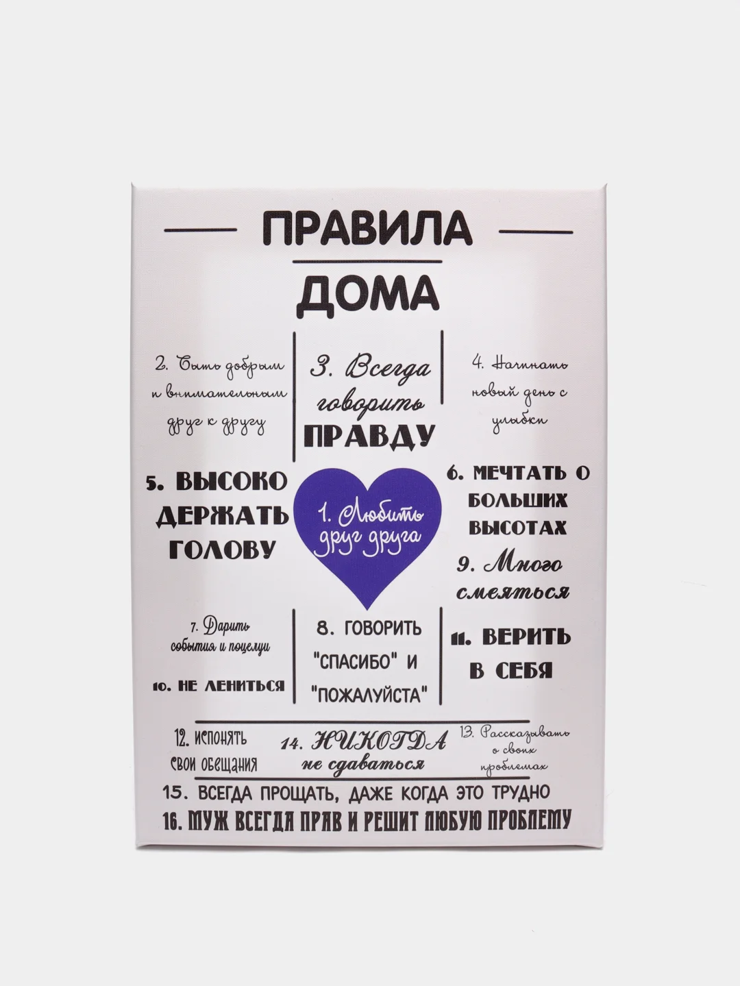 Угольный картина на холсте "Правила дома"