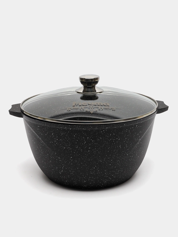Кастрюля 10л, Мечта, толстостенная, с крышкой, покрытие Granit black,