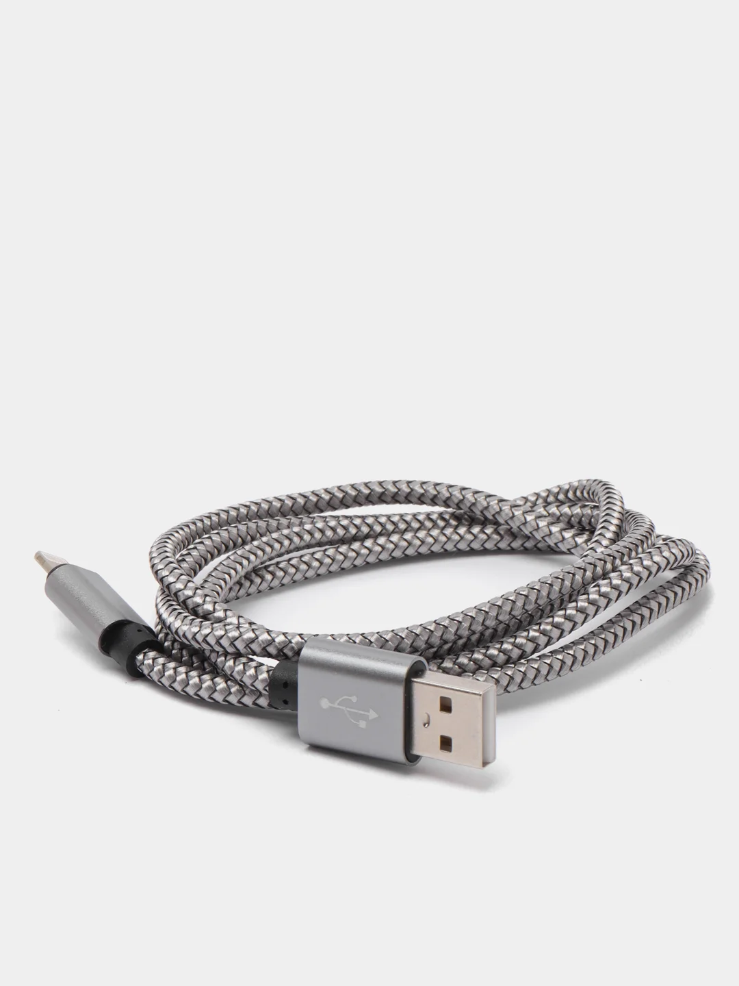 Серый кабель Lightning для iPhone в прочной плетенной оплетке