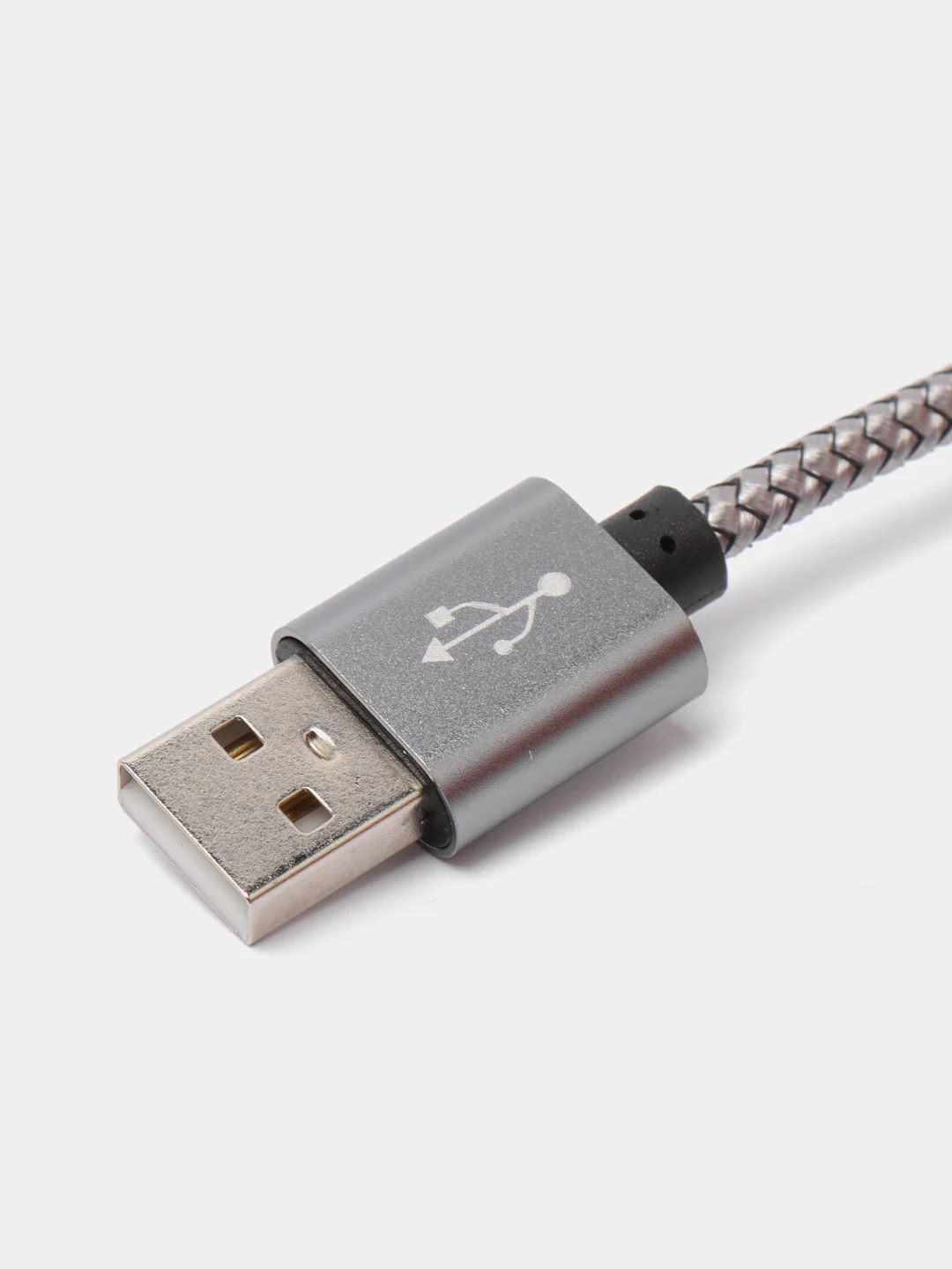 Серый кабель Lightning для iPhone в прочной плетенной оплетке
