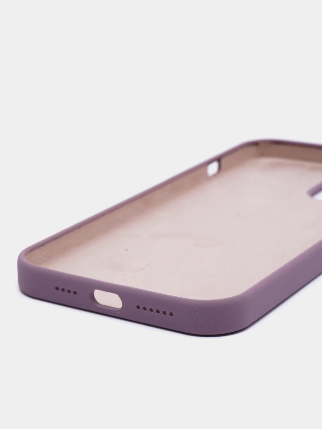 Пурпурный чехол на iPhone X, XS, XR, 7, 8, se, 12, 12 Pro, Mini, Max silicone case, закрытый низ, бархат внутри