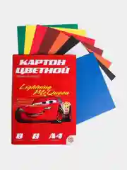 Картон цветной немелованный, А4, 8 листов/цветов