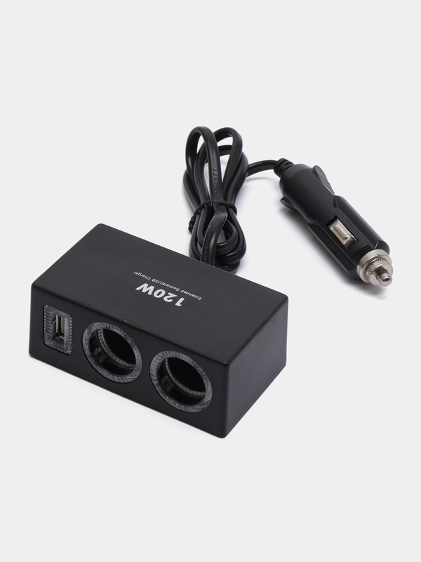 Многофункциональный разветвитель прикуривателя 2 входа +  USB 3.1А с проводом 12v/24v