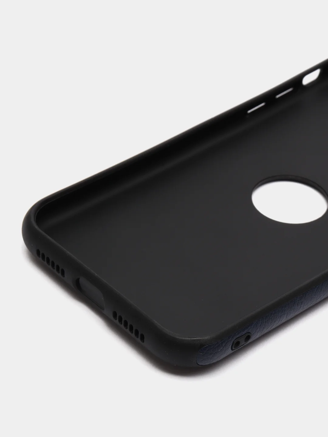 Темно-синий чехол для iPhone 14 / 11 / 12 / 13 Pro Max Plus кожаный на айфон про макс
