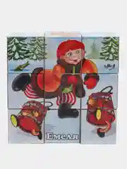 Зеленый кубики с картинками, 9 штук