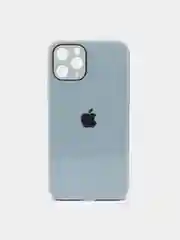 Небесно-голубой чехол для iPhone Xr/ 11/ 12/ mini/ Pro/ ProMax, силиконовый со стеклянной панелью