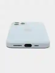 Небесно-голубой чехол для iPhone Xr/ 11/ 12/ mini/ Pro/ ProMax, силиконовый со стеклянной панелью