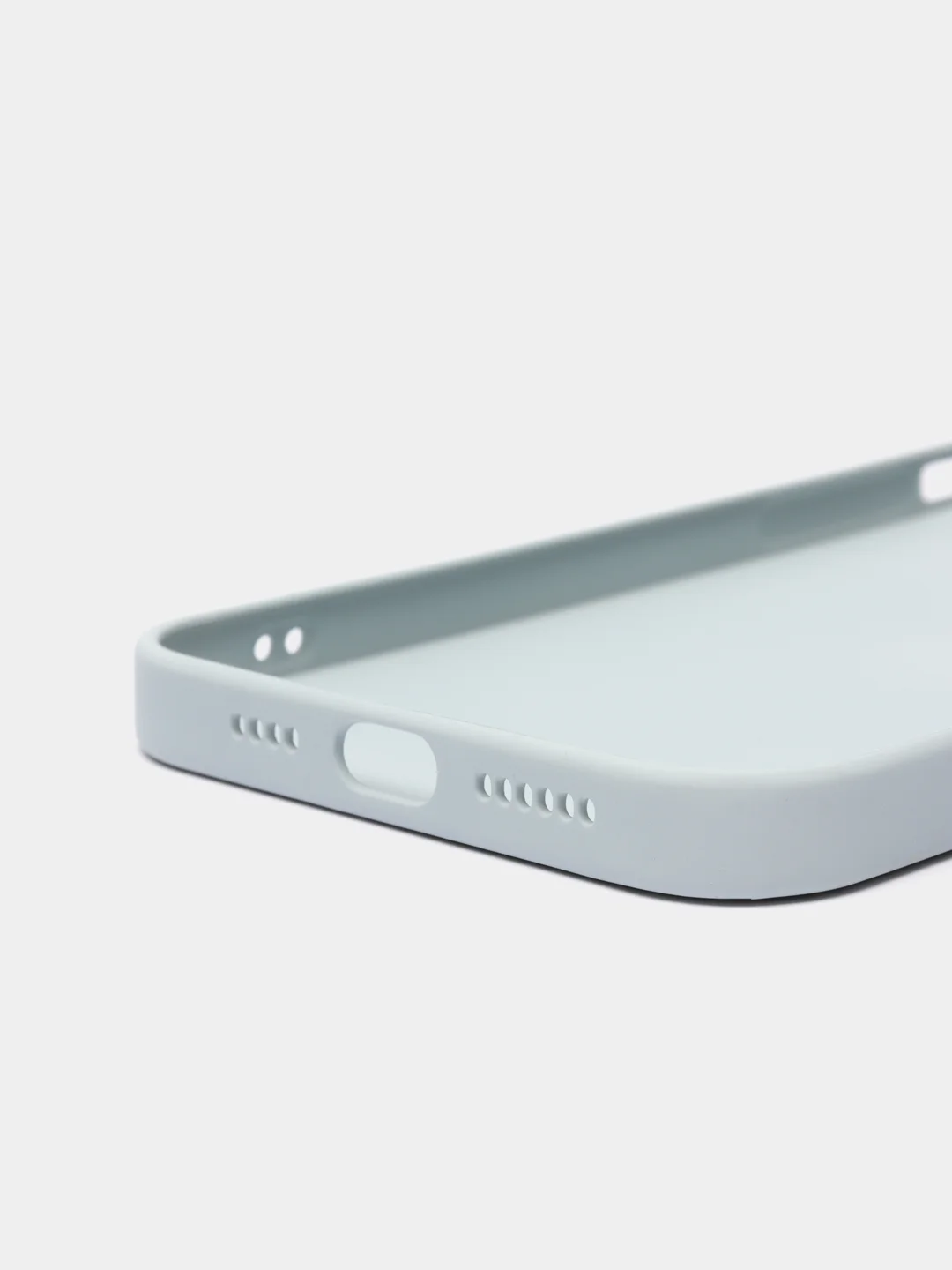 Небесно-голубой чехол для iPhone Xr/ 11/ 12/ mini/ Pro/ ProMax, силиконовый со стеклянной панелью