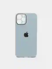 Небесно-голубой чехол для iPhone Xr/ 11/ 12/ mini/ Pro/ ProMax, силиконовый со стеклянной панелью